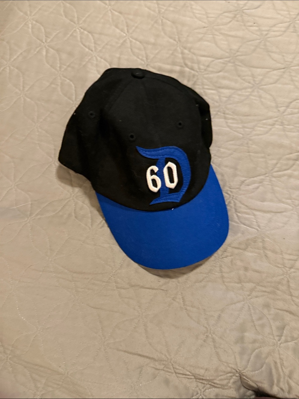 Black and Blue Men's Baseball Cap with '60' Embroidered Patch